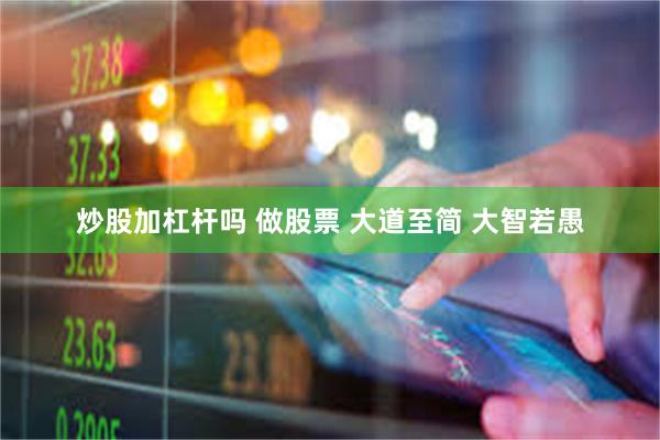 炒股加杠杆吗 做股票 大道至简 大智若愚